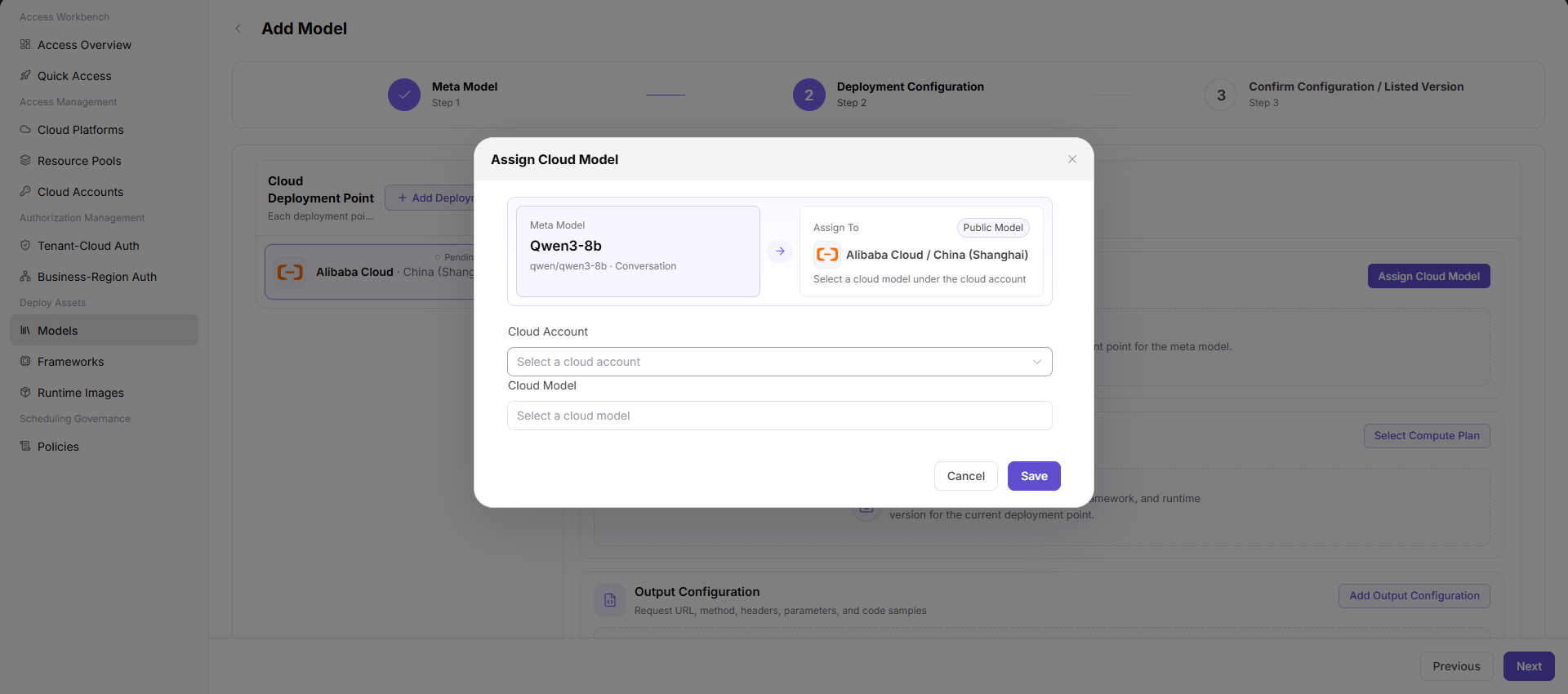 Select cloud model