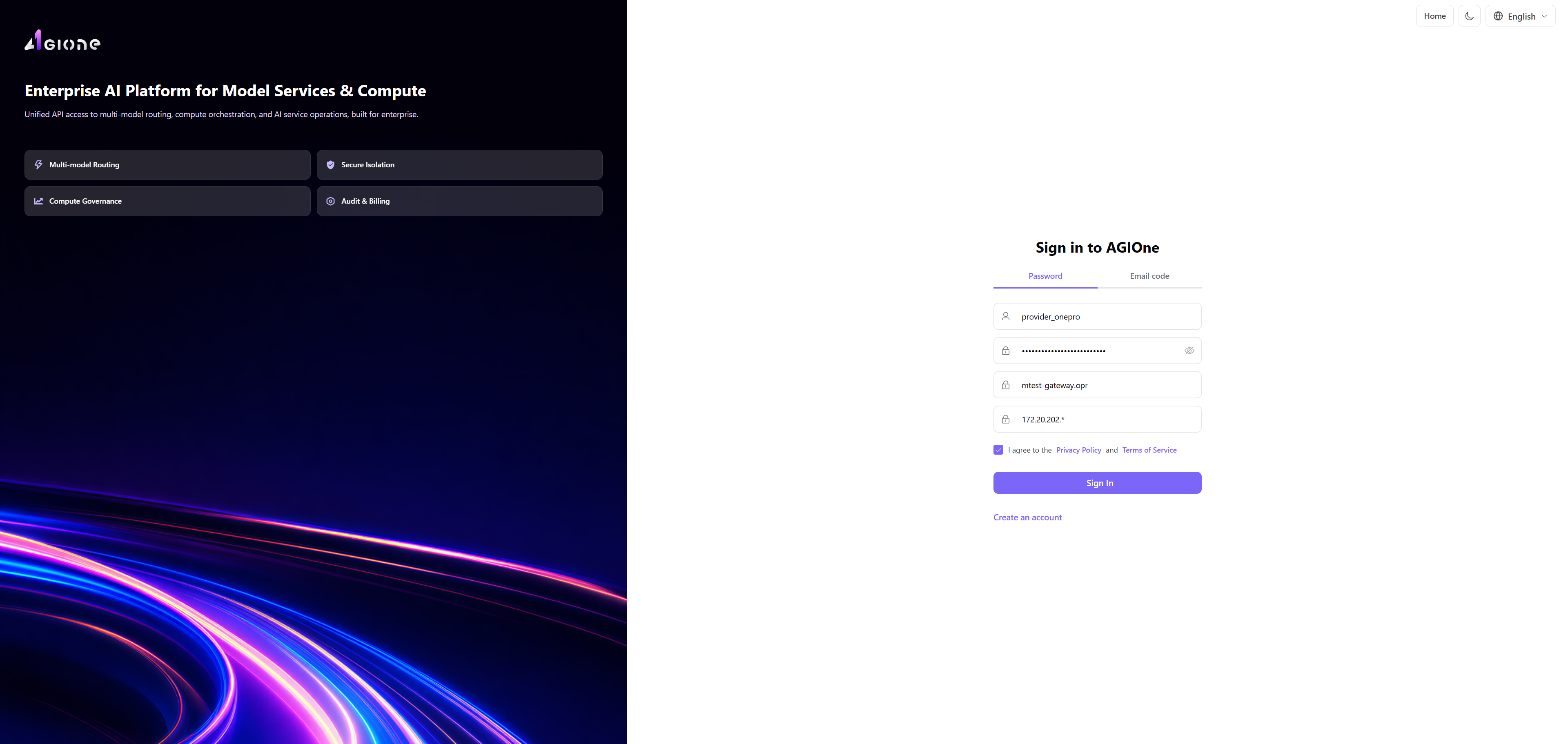 Sign in to AGIOne