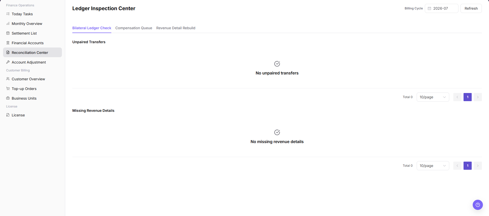 Locate exception checks in the Reconciliation Center