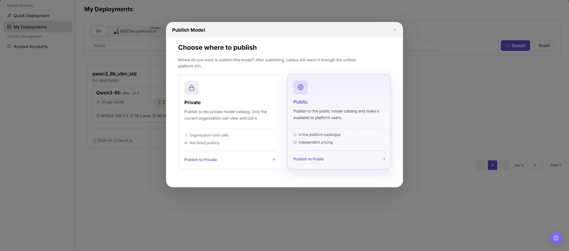 Choose publishing region