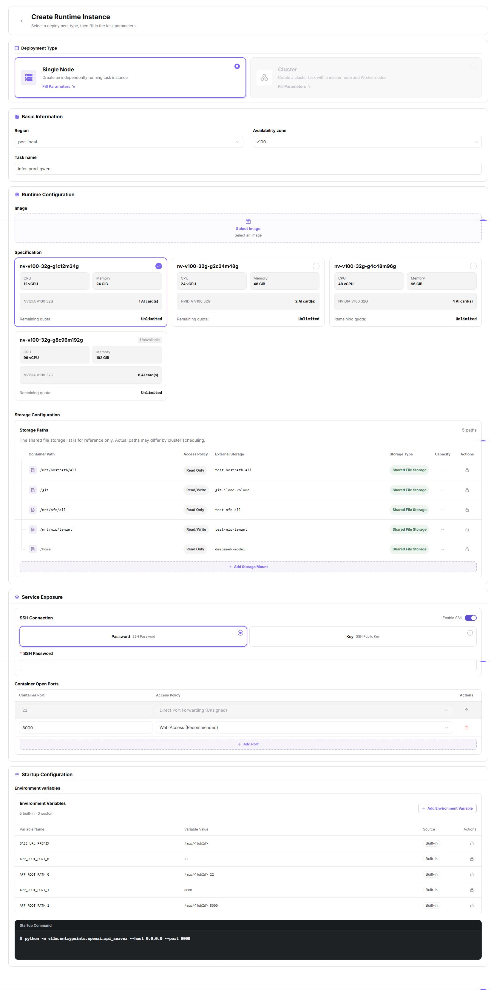 Create runtime instance