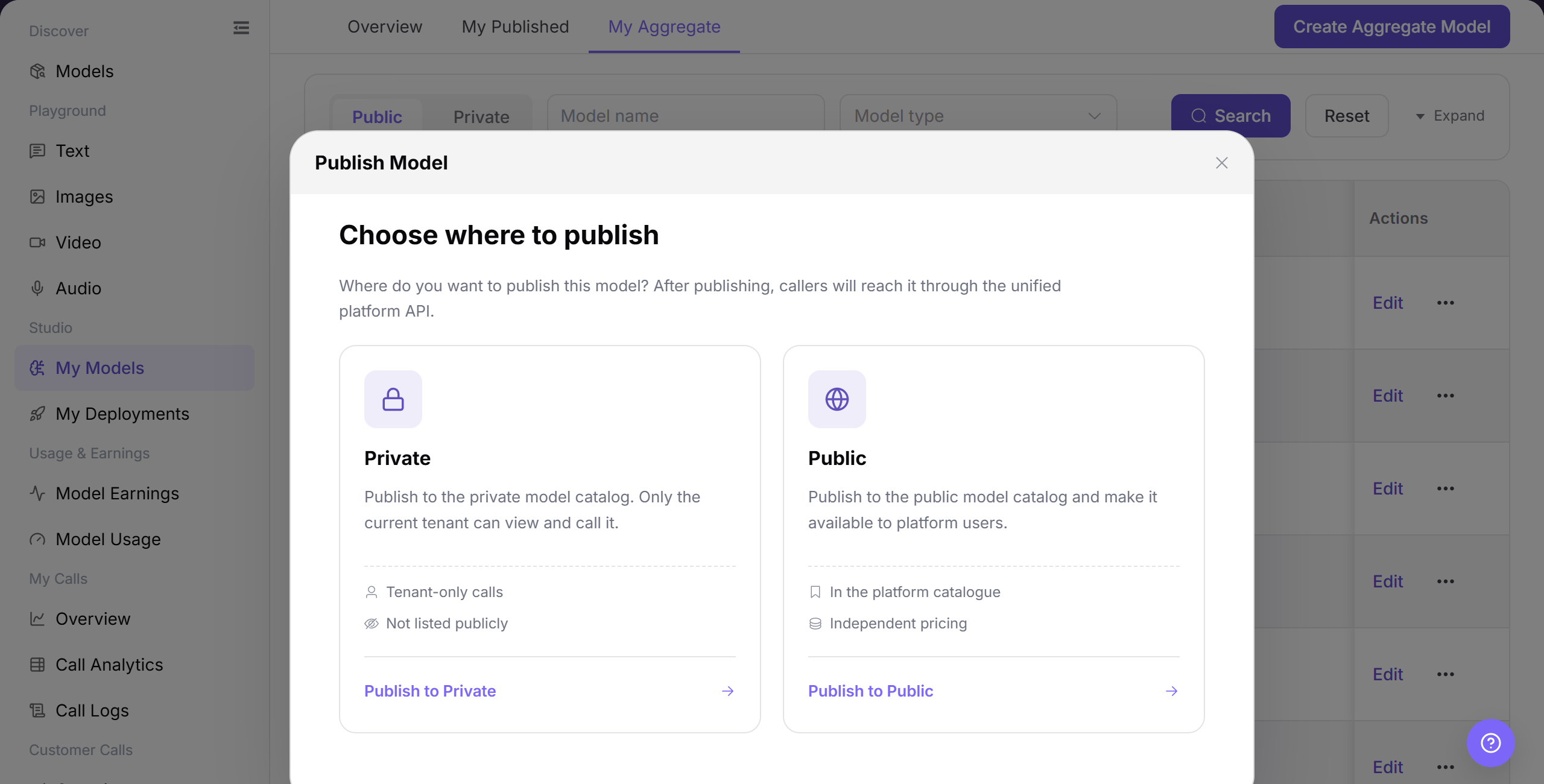 Open the aggregate-model entry