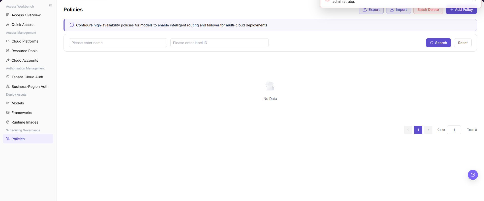 Policies page