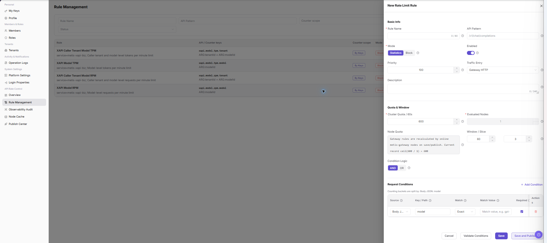 Create Rate Control Rule