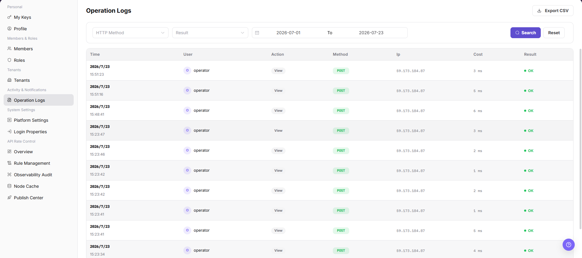 Operation Logs
