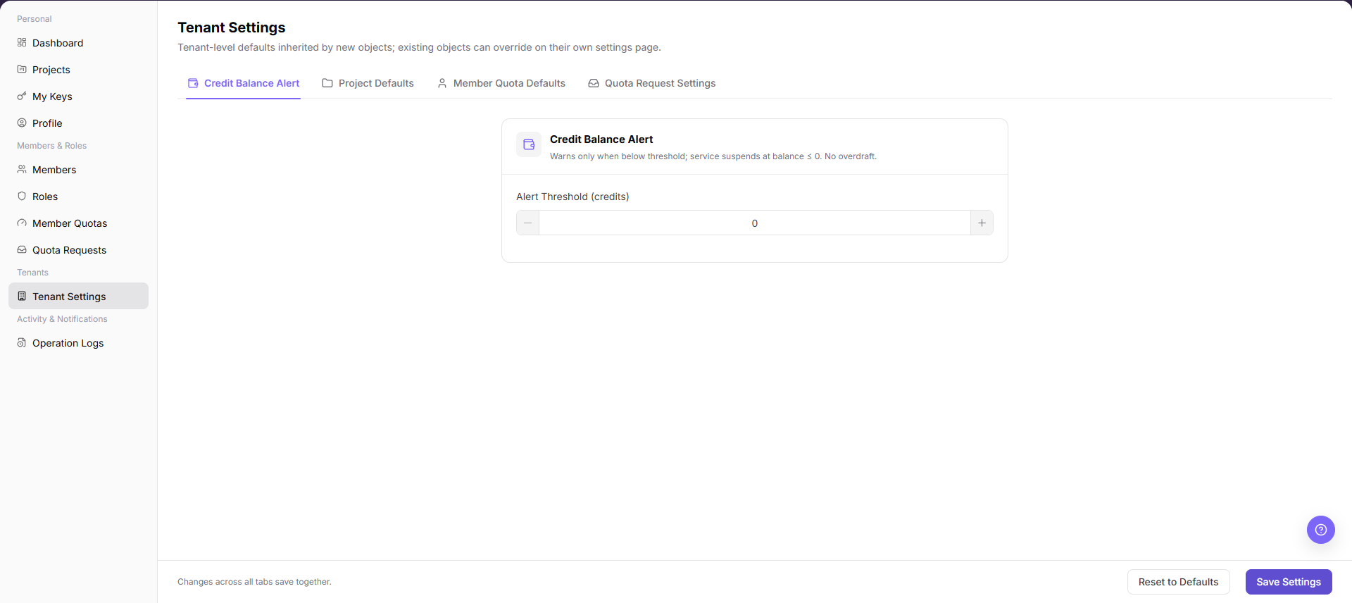 Tenant Settings