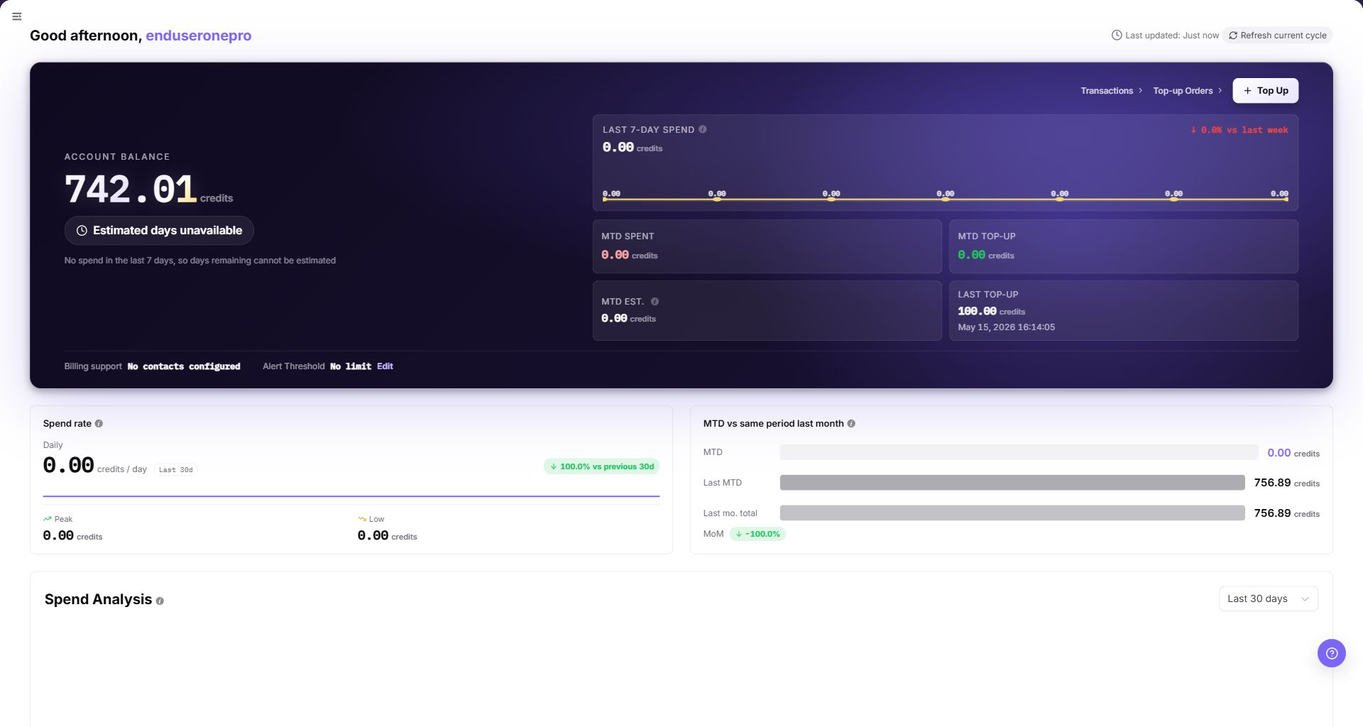 Confirm account state in Billing Overview