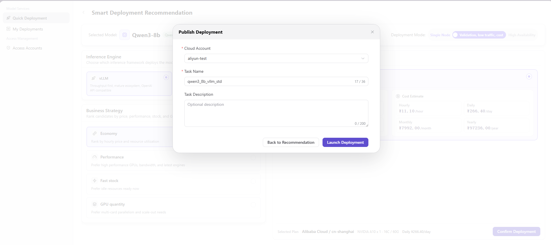 Create model deployment