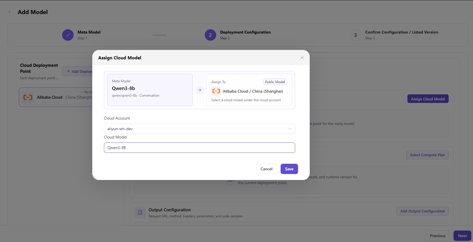 Assign the cloud model