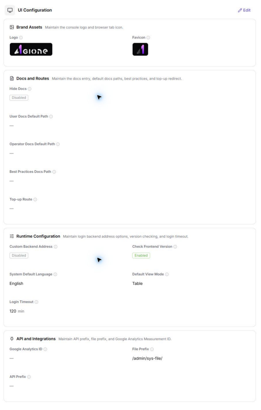 UI Configuration